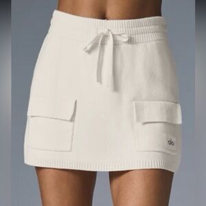 Scholar Knit Cargo Skirt in Ivory NWT